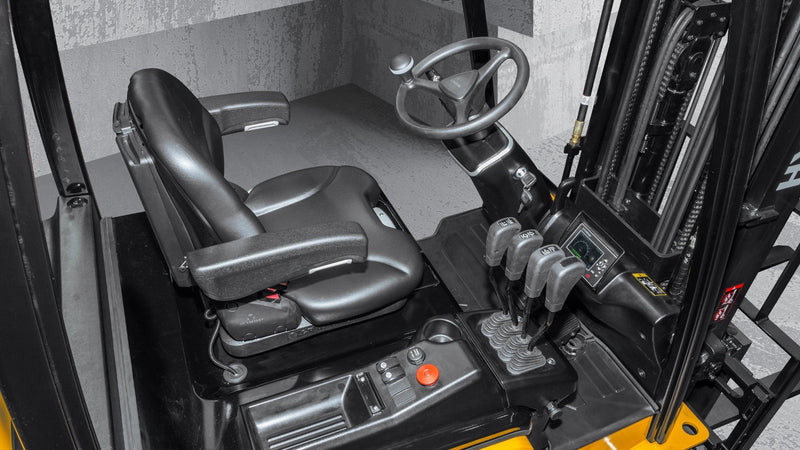 Bestuurdersplaats van een Hyundai BT-9U elektrische heftruck